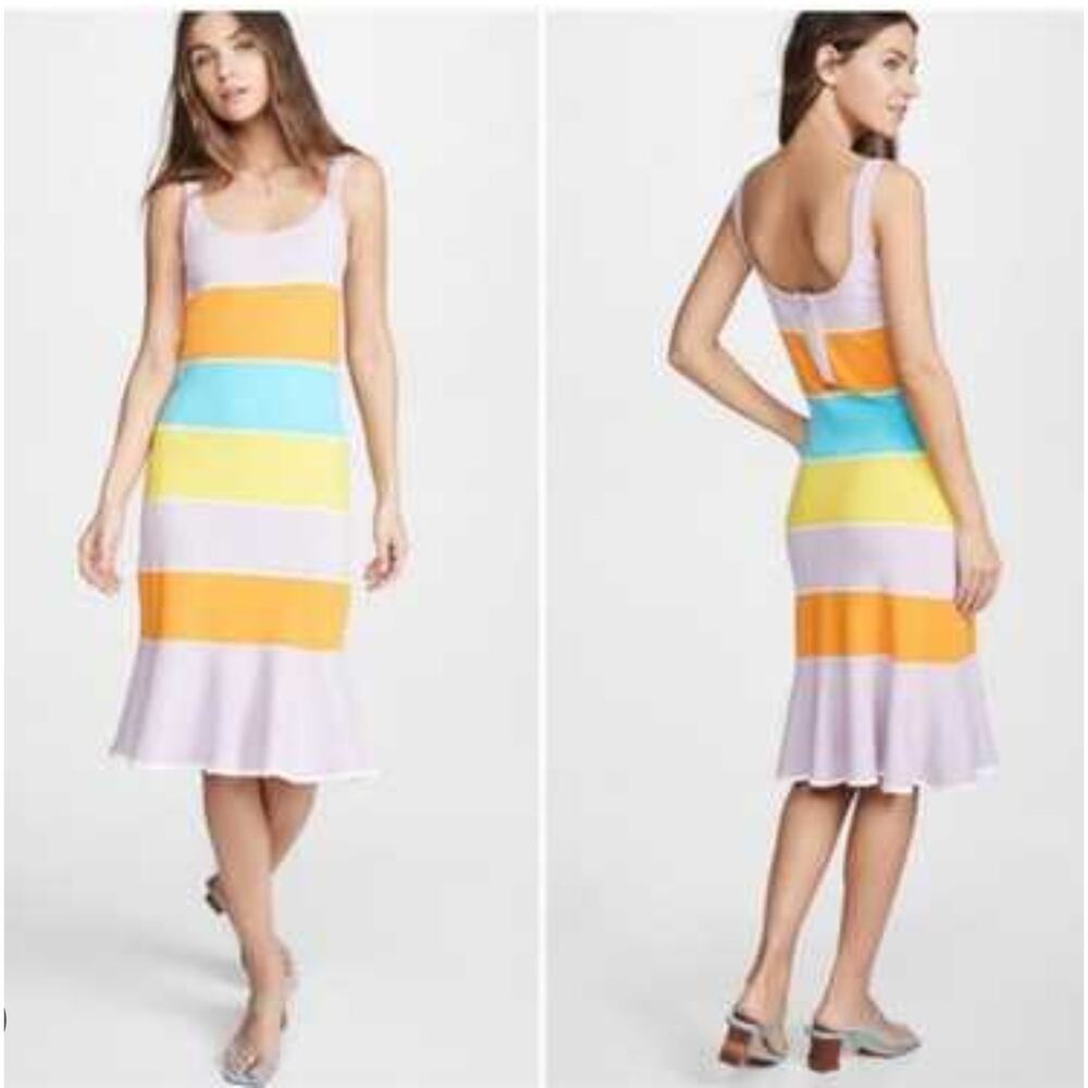 Tanya Taylor Noreen Striped Ruffle Knit Dress XS